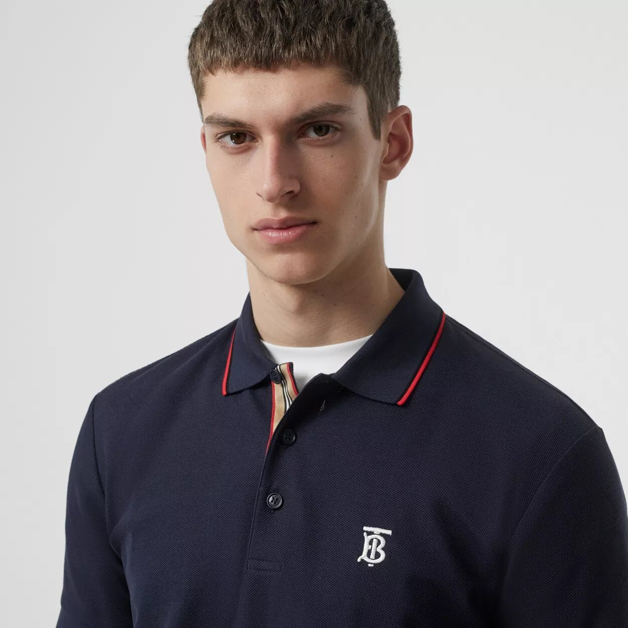 Burberry Polo Piqué Stripe Placket Navy - Store In Perú