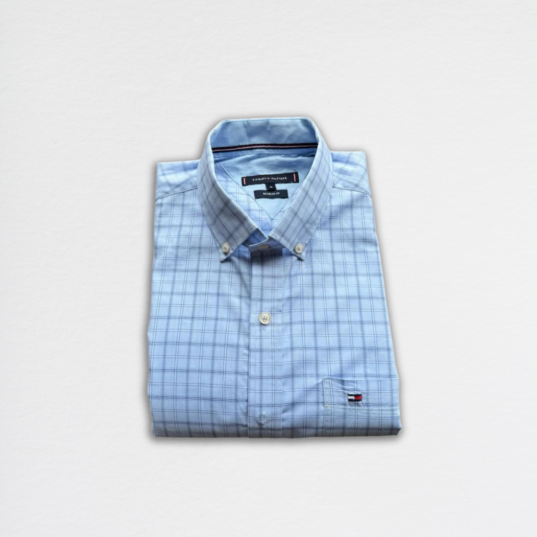 Camisa Tommy Hilfiger Cuadros Celeste - Store In Perú