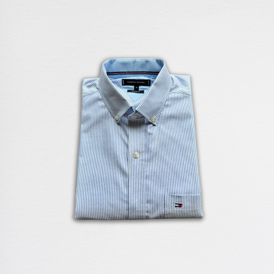 Camisa Tommy Hilfiger Celeste Rayas - Store In Perú