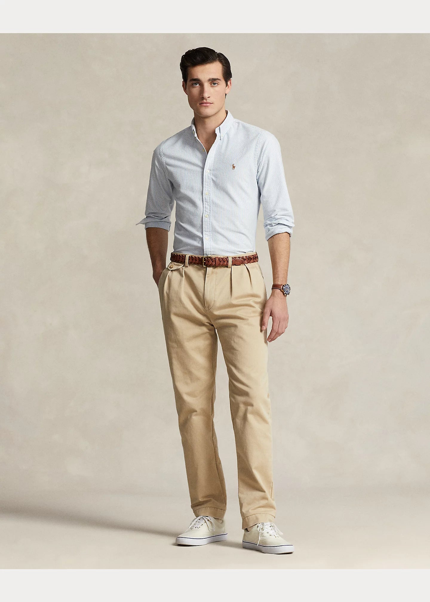 Camisa Ralph Lauren Oxford Rayas celeste - Store In Perú