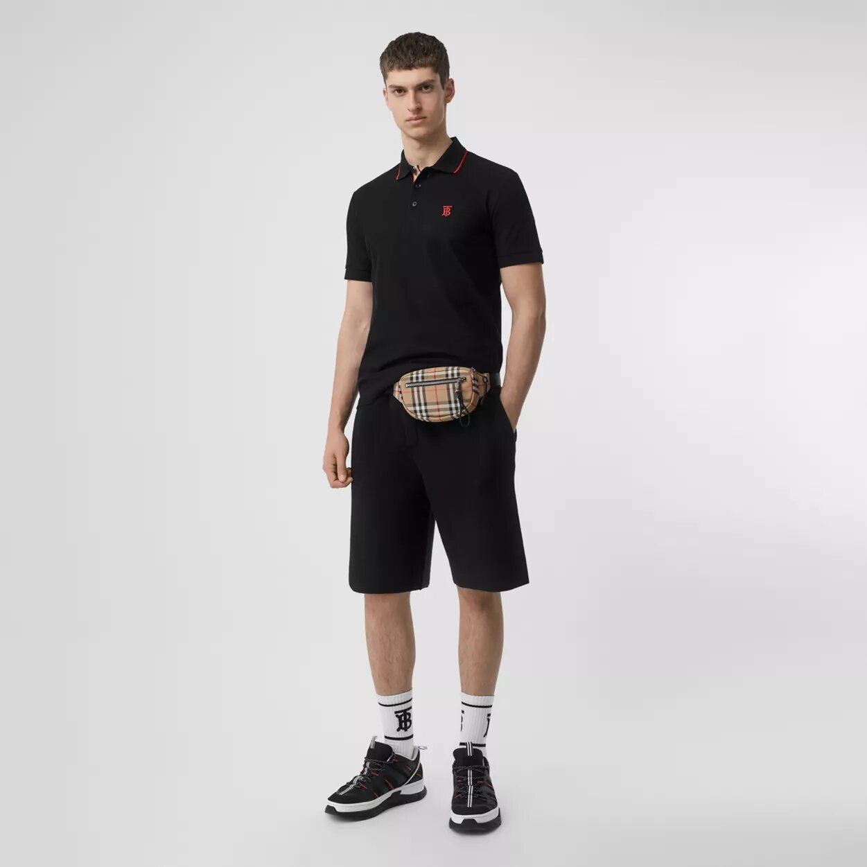 Burberry Polo Piqué Stripe Placket Negro - Store In Perú