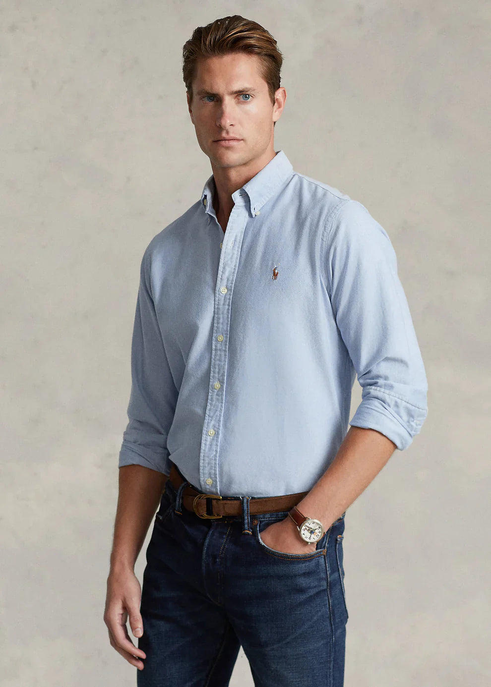 Camisa Ralph Lauren Oxford Celeste - Store In Perú