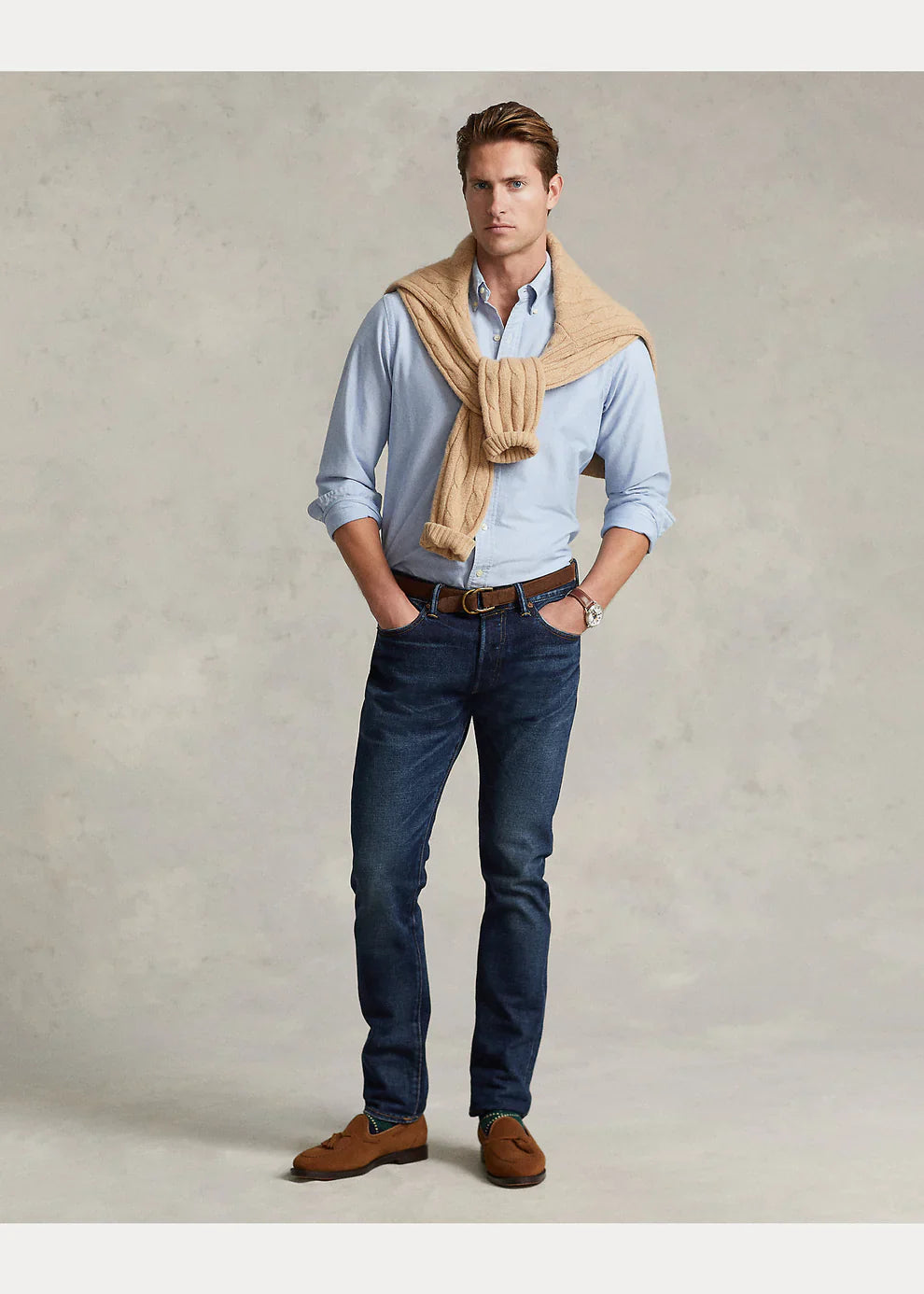 Camisa Ralph Lauren Oxford Celeste - Store In Perú