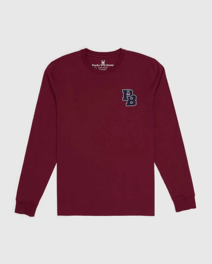 Polo Psycho Bunny - Patchin Chenille Manga Larga Wine