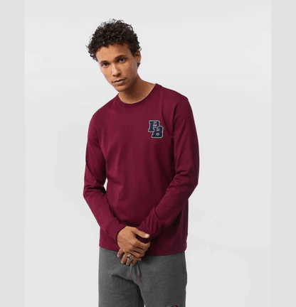 Polo Psycho Bunny - Patchin Chenille Manga Larga Wine